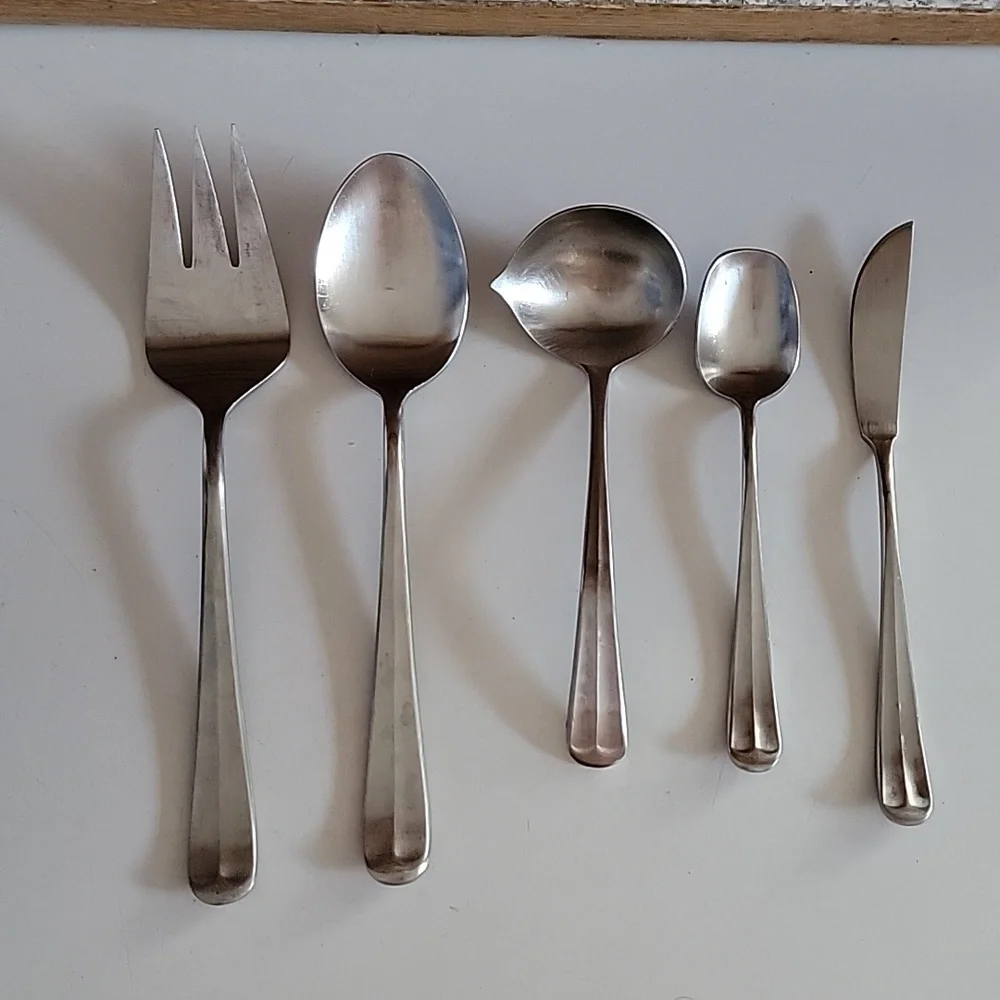 SUPREME CUTLERY SERVING UTENSILS VINTAGE STAINLESS STEEL 5 PIECES